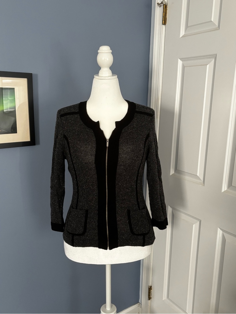 Banana Republic Silk-Wool Blend Zip Cardigan